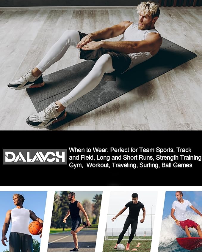 Dalavch 4 Pack Compression Shirts and Tank Tops Men Short Sleeve/Sleeveless Athletic Undershirt for Sport