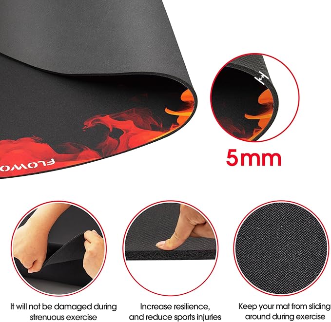Cheete Jump Rope Mat Large Rubber Exercise Mat Indoor Outdoor Shock Absorbing Mat Non-Slip Oval Design for Floor & Rope Protection, Workout Mats for Home Gym Flooring