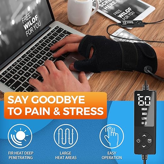 sticro Thumb & Wrist Heating Pad for Hand Arthritis, Heated Wrist Wrap Brace for Sprains Thumb, Tendonitis Pain Relief for Left/Right Hand (S)