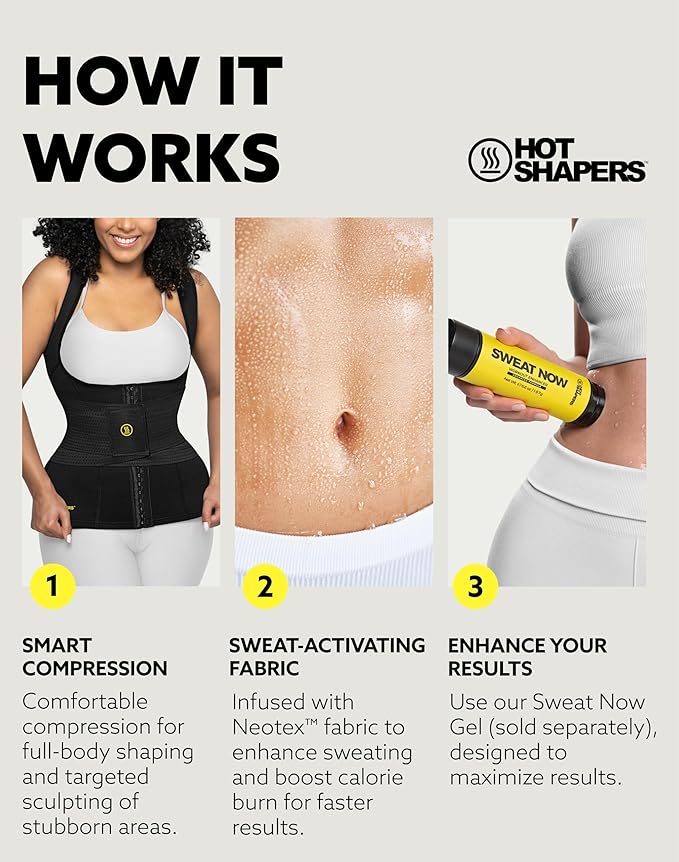 HOT SHAPERS Cami Waist Cincher & Waist Trainer – Hourglass Essentials Neoprene Sweat Vest for Body Sculpting & Core Support