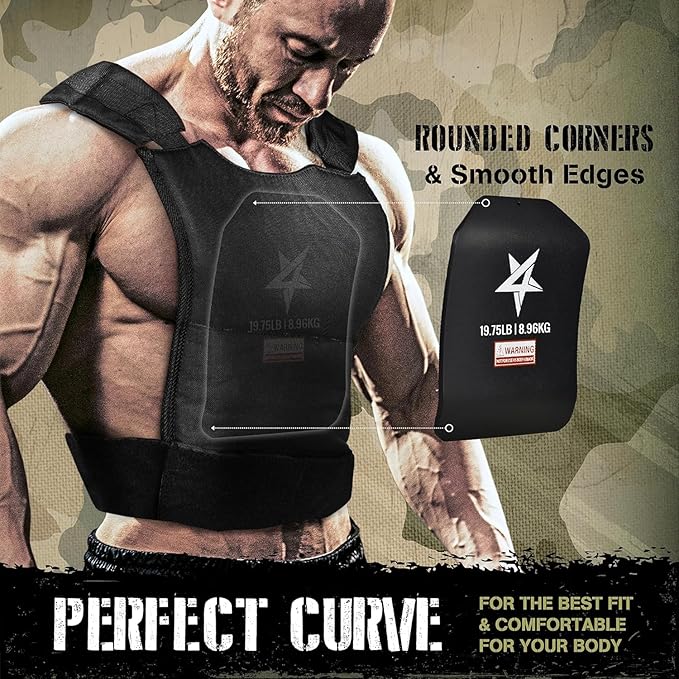 Yes4All Weight Vest Plate 5.75/8.75/14/ 19.75LB Pairs, Weighted plates for vest, Tactical Plate, Weight Plate with Curved Ergonomic Design for Running, Heavy Workout