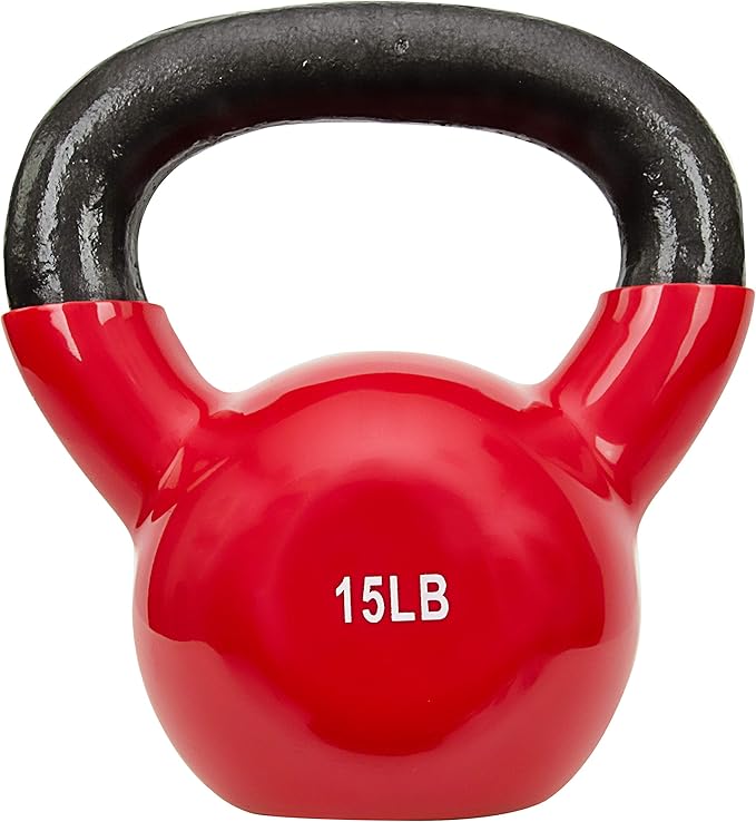 Sunny Health & Fitness Vinyl Coated Kettlebell for Strength Weight Training & Swinging Exercise - In 5, 10, 15, 20, 25 Pound