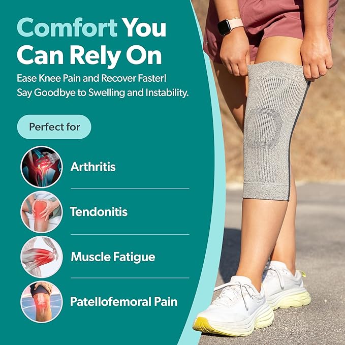 BraceAbility Knee Compression Sleeve - Knit Knee Pain Brace for Men or Women, Arthritis Relief, Meniscus Tear, Running, Workout, Sports, Swelling, Athletic Support for Joint Stability (XL/2XL Gray)