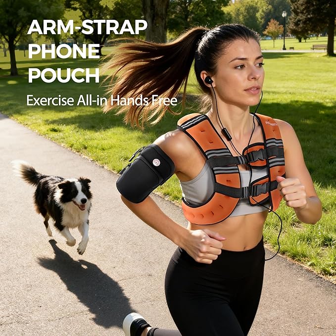 PACEARTH Weighted Vest,6lb/8lb/10lb/12lb/16lb/20lb/25lb/30lb Weight Vest with Reflective Stripe, Body Weight Vests for Women, Men, Weight Loss Workout, Strength Training, Running, Walking, Jogging