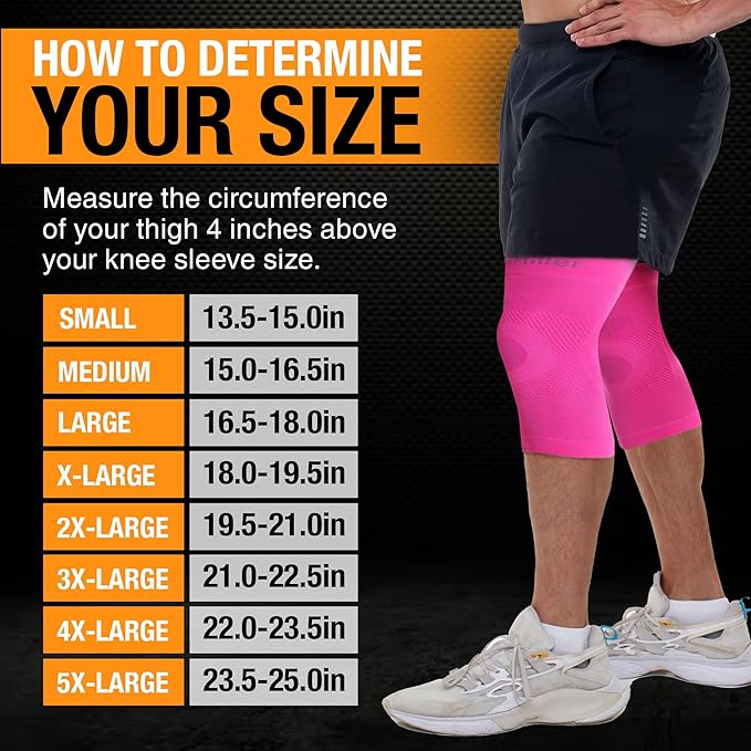 Doc Miller Knee Compression Sleeve Brace for Men & Women (Pair) Best Support for Workout Running ACL Arthritis Pain Relief
