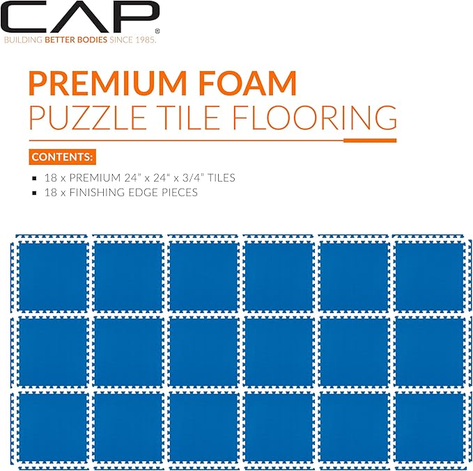 CAP Puzzle Exercise Mats | 3/4” Thick EVA Interlocking Foam Tiles for Home Gym Flooring | Multiple Options