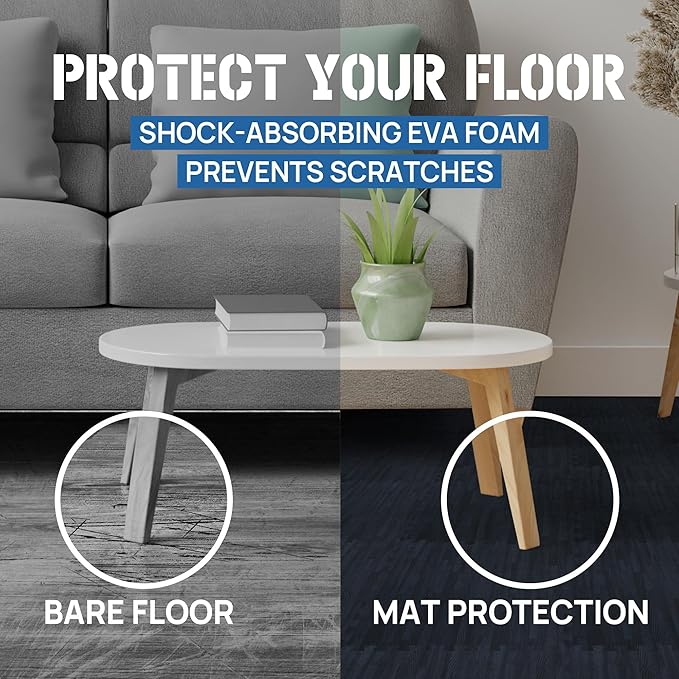 Yes4All EVA Interlocking Mats, Puzzle Floor Tiles, Foam Floor Padding with Border for Furniture, Home Space, Living Room, Garage