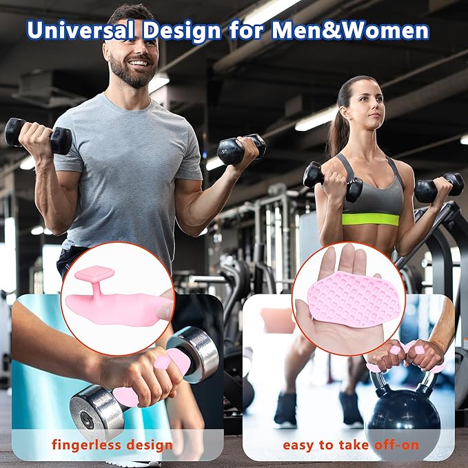 Silicone Gym Grips for Weight Lifting,Workout Gloves for Women Men Alternative,Anti Slip Gym Workout Grip,Rubber Gym Hand Grips-Weightlifting Grips Pad for Barbell,Pull Up,Ryptfit,Training