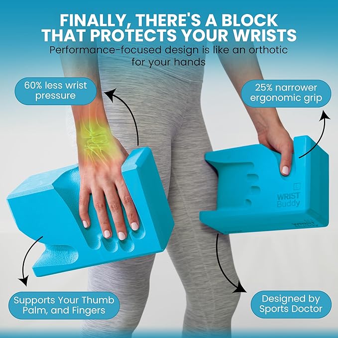 WRISTBuddy® Yoga Blocks 2-Pack (Left + Right) — Ergonomic, Hand-Shaped EVA Blocks for Wrist Relief & Better Grip | Doctor-Designed Support for Yoga, Pilates, Handstands, Push-Ups & Rehab
