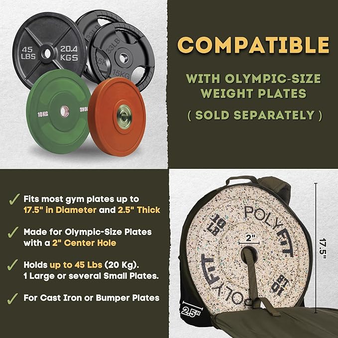 Polyfit PL8 Backpack for Olympic Weight Plates - Weighted Backpack for Strength Training, Rucking, and Gym Workouts - OD GREEN