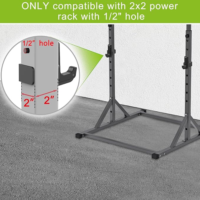SELEWARE Solid Steel J Hooks for 2" x 2" or 3" x 3" Tube Power Cage with 1" 1/2" or 5/8" Hole Squat Rack Attachment, J-Hook Barbell Holder for Power Rack, Set of 2