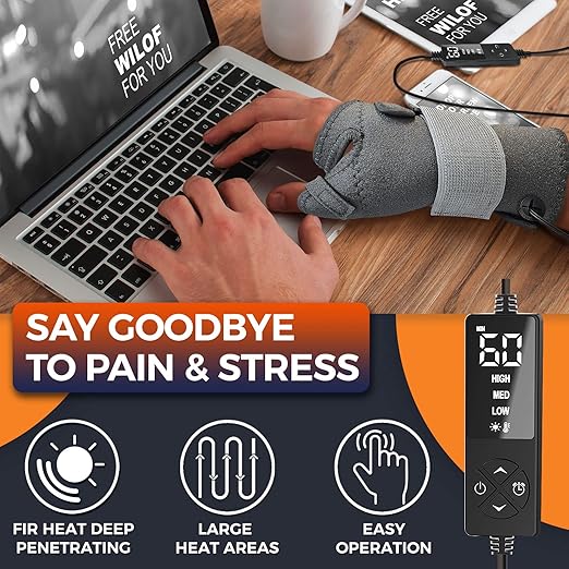 Electric Thumb & Wrist Heating Pad for Hand Arthritis with 3 Heat & 5 Timer Settings, Heated Wrist Wrap for Carpal Tunnel Syndromes, Tendonitis Left/Right Hand Pain Relief(L)