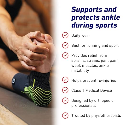 Neo-G Ankle Compression Sleeve Sports – Active – Ankle Compression Sleeve for Running - Lightweight, Elastic, Helps with Strains, Weak Ankles, Injury Recovery, Ankle Swelling Relief - L