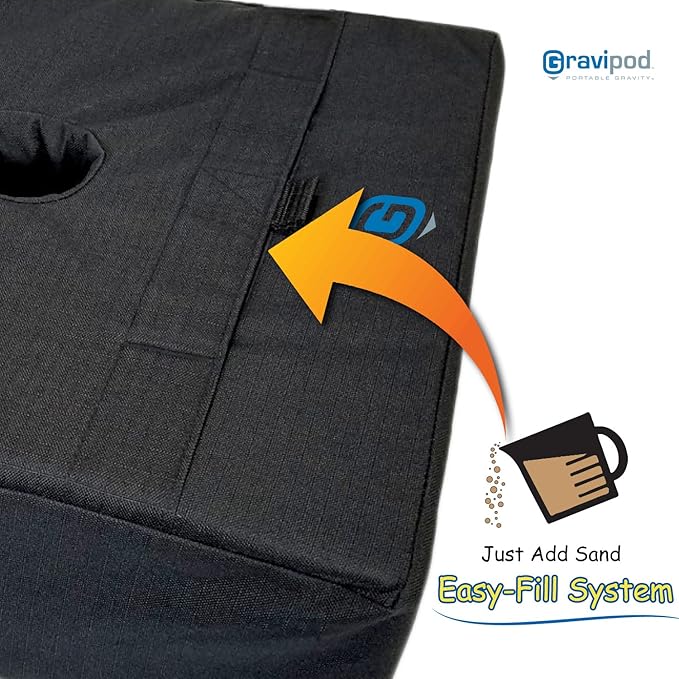 Gravipod Umbrella Base Weight | Outdoor Sand-Fillable Stabilizer for Cantilever, Offset, and Patio Umbrellas | Heavy-Duty Weather-Resistant Fabric