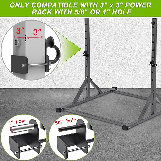 Resistance Band Anchors, Rack Attachment for Power Rack with 1" or 5/8" Hole, Adjustable Multi Point Workout Hook for Strength Training, Fitness, Physical Therapy, 2 Pack