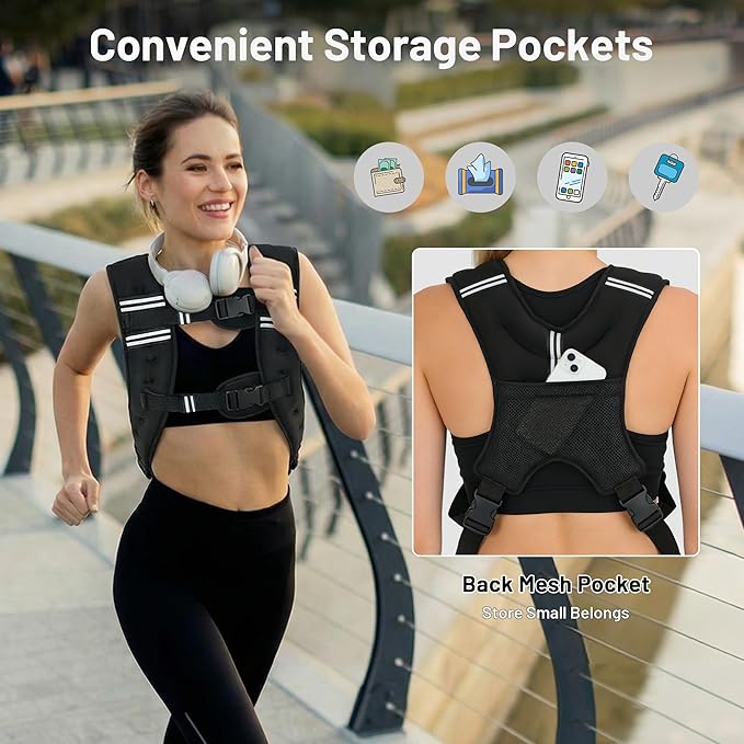 MIKOLO Weighted Vest, 8lb/12lb/16lb Weight Vest for Women & Men, Weight Vest with Reflective Stripe for Walking, Running, Strength Training & Workout(8lb)