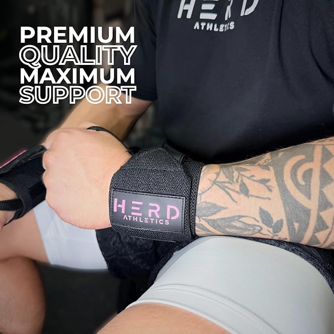 Weightlifting Wrist Wraps – 12" & 18" Adjustable Support with Thumb Loop – Medium Stiffness for Powerlifting, Olympic Lifting, Functional Fitness, Bodybuilding
