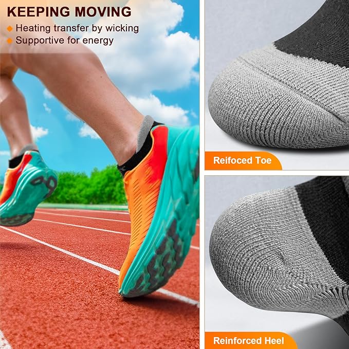 BULLIANT Men Running Socks,Active Ankle Socks No Show For Men With Cushioned Footbed Arch Support Breathable Wicking
