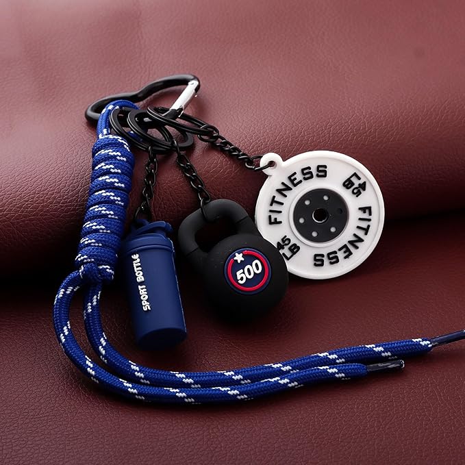 Gym Dumbbell Barbell Kettlebell Keychain - Cute Bag Purse Charms Accessories - Fitness Gift for Women Men