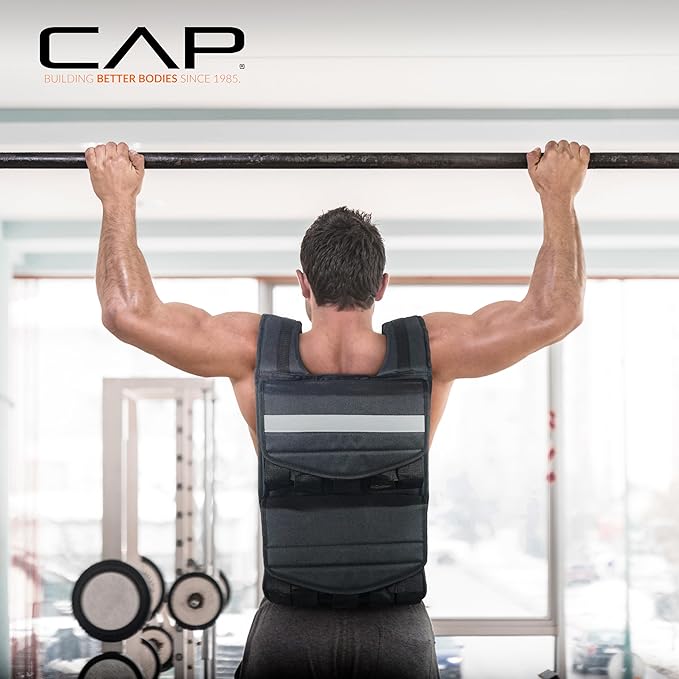CAP Barbell Adjustable Weighted Vest | 20-150 lbs | Heavy-Duty Workout Vest with Removable Iron Weights for Strength Training, Cardio, Running, and Calisthenics