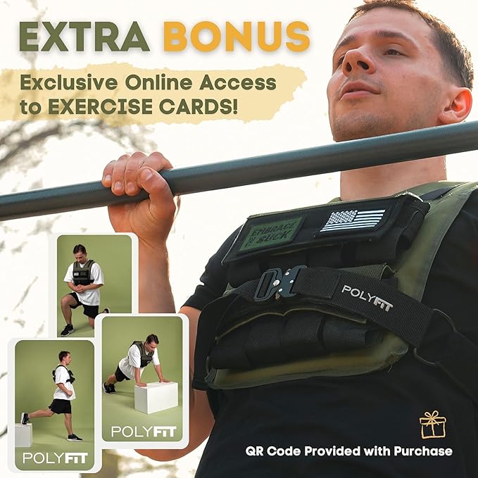 Polyfit (Warrior) Adjustable Weighted Vest - 25lb | 35lb | 45lb - Weight Vest with Adjustable Iron Weights for Men and Women for Workouts, Strength Training, Rucking