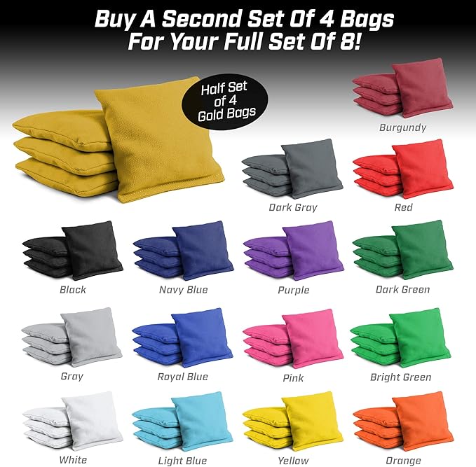 GoSports Cornhole Bean Bags Set of 4-16 Colors Available - Regulation All Weather, Mix and Match