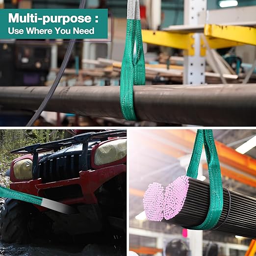 Lift Sling Straps,2" x 8' Heavy Duty Flat Eye Lift Sling, Lifting Straps Nylon Tree Saver Recovery Strap Web Sling Winch Strap