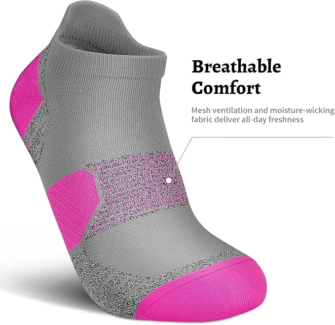 PAPLUS Compression Running Socks Women (6 Pairs), Ankle Athletic Socks Low Cut with Arch Support