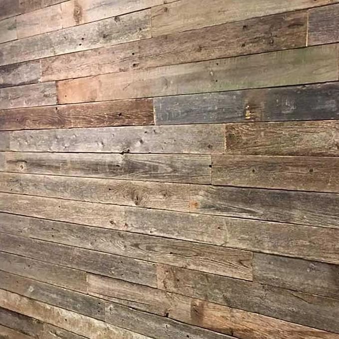 Rockin' Wood Real Wood Nail Up Application Rustic Reclaimed Naturally Weathered Barn Wood Accent Paneling Board Planks for Home Walls (8 Square feet)