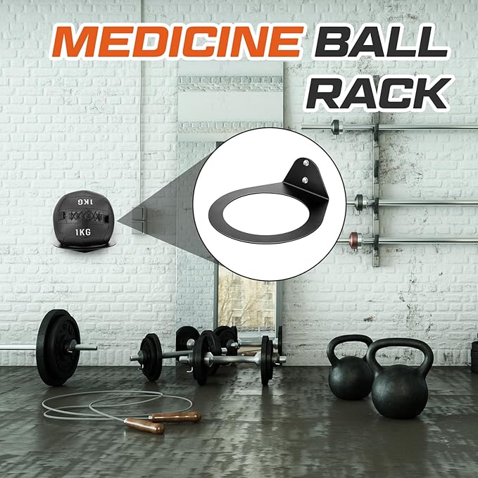 Gisafai Medicine Ball Holder Storage Wall Mounted Slam Med Exercise Ball Rack 8.9 in Inside Diameter, 88 Lbs for Gym Heavy Duty Basket Sports Garage Home Commercial