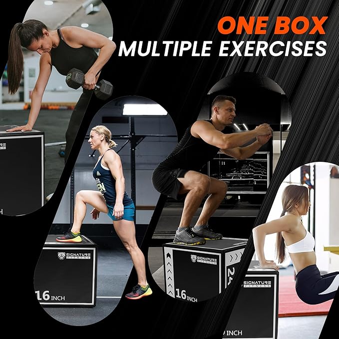Fitvids Plyo Box, 3-in-1 Foam Plyometric Jump Box, 16”x20”x24” Box Jump for for Home Gym Training Fitness Workout Exercise
