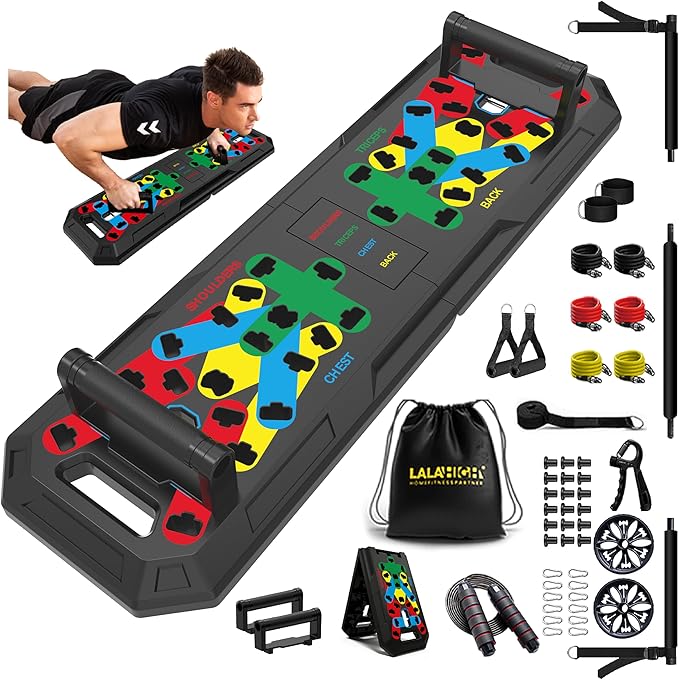 IUT Solid Push Up Board 15 in 1 Home Workout Equipment Multi-Functional Pushup Stands System Fitness Floor Chest Muscle Exercise Professional Equipment Burn Fat