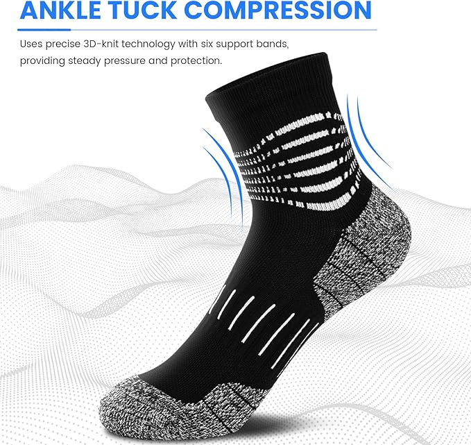 IRAMY Ankle Compression Socks for Men Athletic Running Socks with Cushioned Support 3/5 Pairs