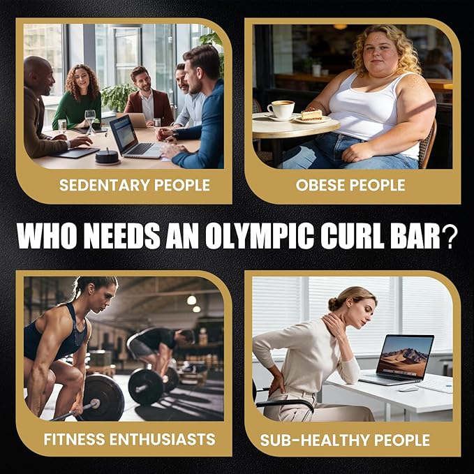47" Olympic EZ Curl Bar 500-lbs Capacity Steel Barbell Suitable for 2" Weight Plates, 2-Inch Curl Bar for Weight Lifting,Hip Thrusts,Squat,Biceps-Home Gym Weight Bar