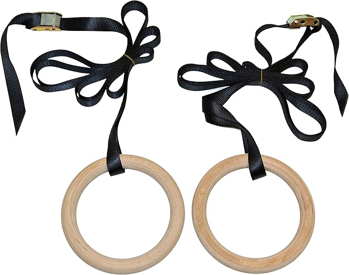 ProsourceFit Fitness Gymnastics Rings with Straps for Total Body Conditioning at Home