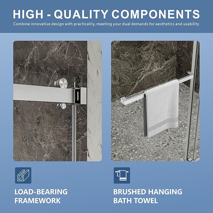 50-54" W x 76" H Frameless Shower Door, Double Sliding Glass Shower Door with 5/16" (8mm) Clear SGCC Tempered, Roller Disc System, 304 Stainless Steel (Brushed Nickel, 50-54" W*76" H)