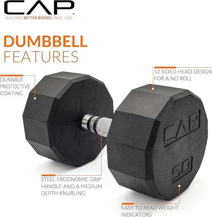 CAP Barbell Coated Dumbbell Weight | Multiple Options Pairs & Sets