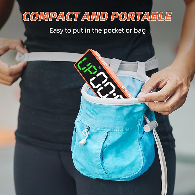 Mini Portable Gym Timer Clock, Large LED Digital Display Screen, Powerful Magnet, Powerful Battery, Count up/Down, Stopwatch, Exercise Interval Timer, Eight Fitness Modes, Suitable for Home and Gym