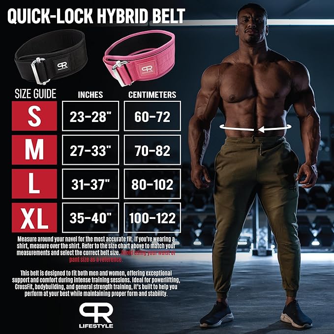 PR Personal Record Quick-Lock Weightlifting Belt – Ergonomic Fit, Durable and Lightweight Construction, Secure Fit and Performance, Power Weight Olympic Lifting, Men and Women