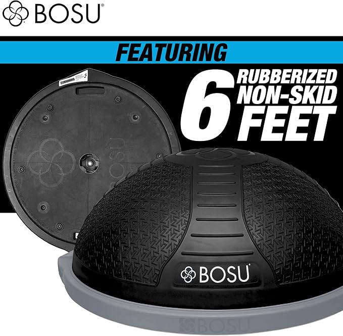 Bosu NEXGEN Balance Strength Trainer, Multi-Functional 26" Exercise Ball, Home Gym Equipment for Full Body Workouts, Black with Gray Rim