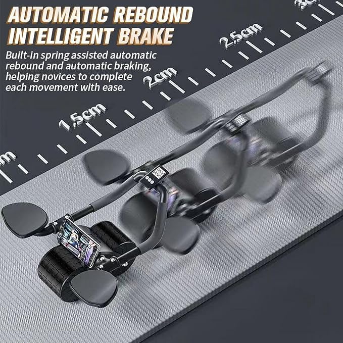 2026 Upgraded Automatic Rebound Ab Roller with Elbow Support, Dual Wide Wheel Ab Workout Equipment for Core Strength Training, Silent Ab Wheel for Beginners Men Women Home Gym Fitness