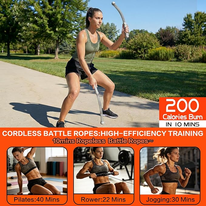 Ropeless Battle Ropes for Home Gym, Portable Cordless Weighted Battle Ropes with Storage Bag, High Calorie Burn for Men & Women, Fitness Equipment for HIIT & Low-Impact Aerobic Training