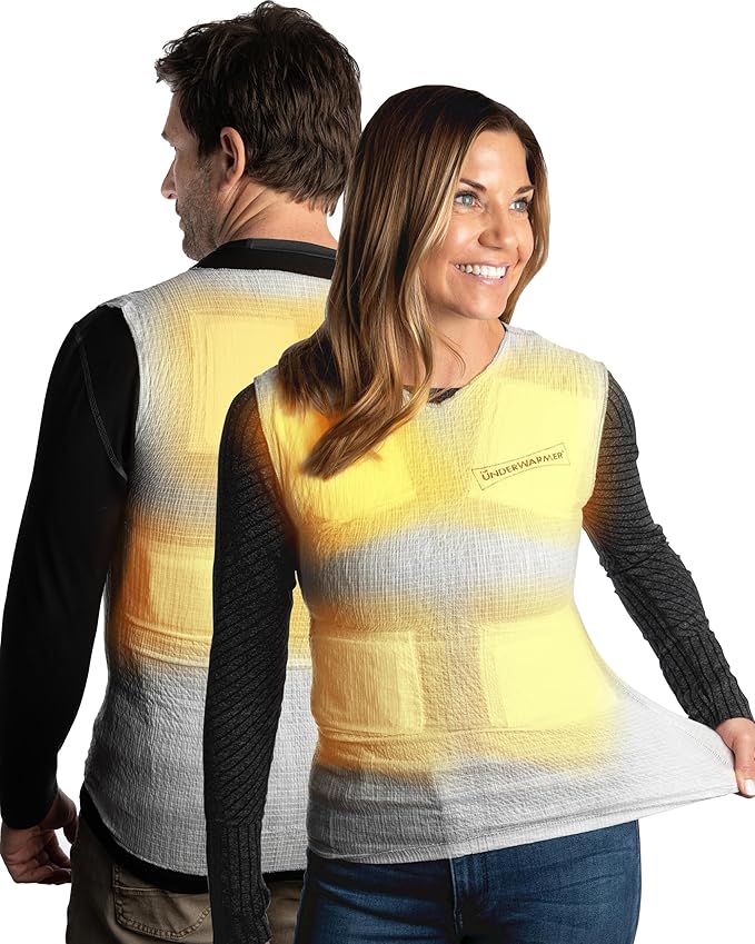 Single-Use Heated Vest Shirt | Compression Baselayer | 8 Built in Heat Packs | Body Warmer | White