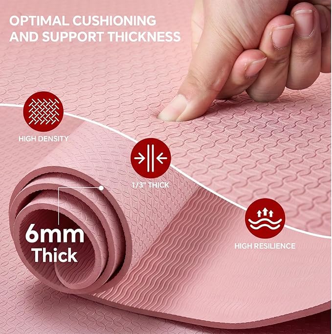 Stepwaver Extra Large Yoga Mat 6'x4'(1/3" & 1/4" Thick), Non-Slip, Ultra Durable, Wide Workout Mat, Wide Exercise Mats for Home Workouts, Yoga, Pilates, Stretching (Barefoot Exercise)