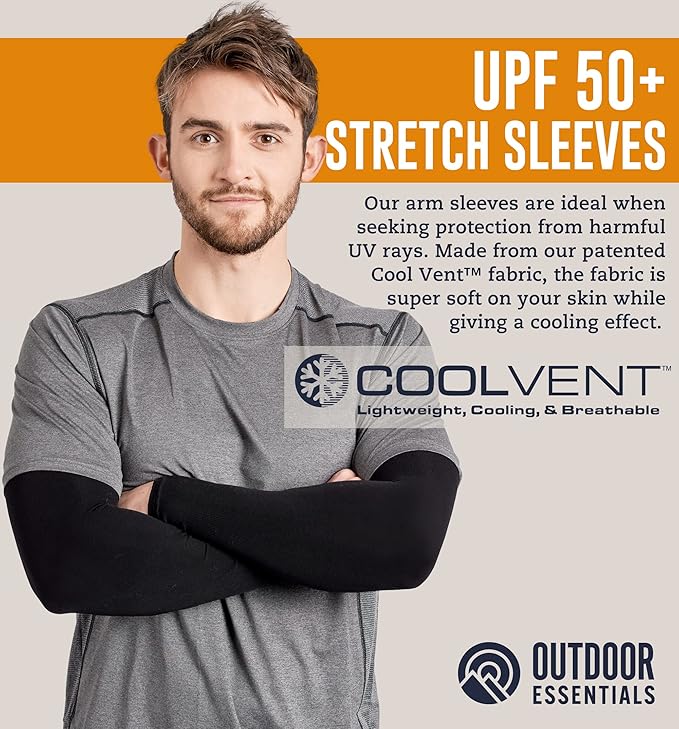 OutdoorEssentials UV Sun Protection Arm Sleeves - Compression Arm Sleeve, UV Arm Sleeves Men, Women - Golf Cooling Sleeves
