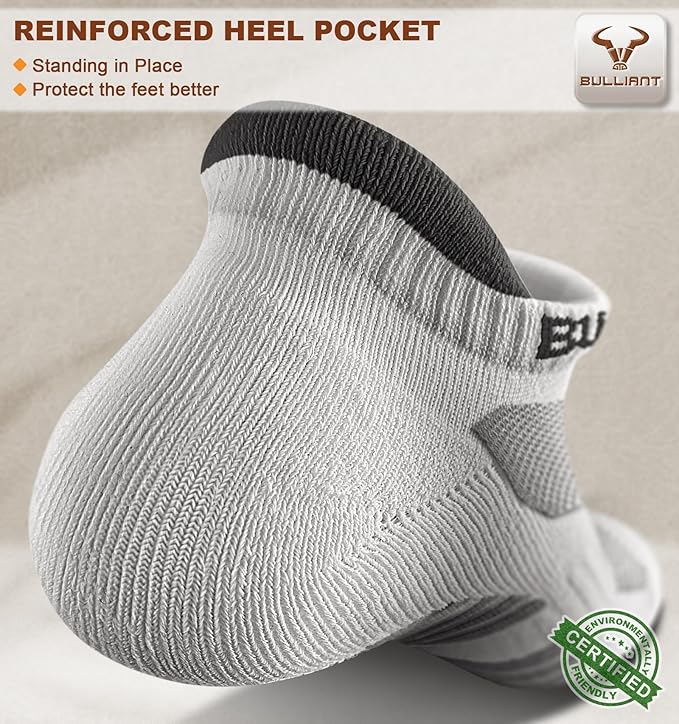 BULLIANT Men Running Socks,Active Ankle Socks No Show For Men With Cushioned Footbed Arch Support Breathable Wicking