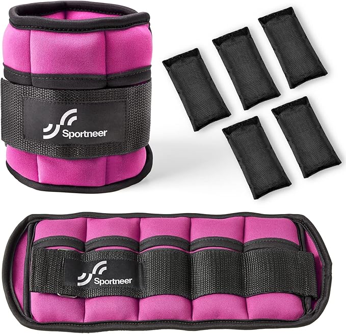 Sportneer Adjustable Ankle/Wrist Weights for Men Women Kids, Weighted Leg & Cuff Strength Training for Yoga Walking Running Aerobics Gym Fitness Physical Therapy