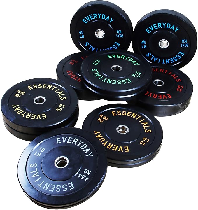 Fitvids 2-Inch Olympic Bumper Plates, Perfect Weight Plates for Weightlifting and Strength Training, Multiple Weights Available