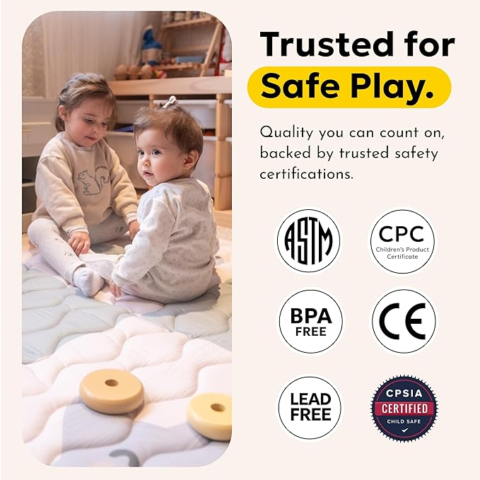 Miotetto Baby Mat for Floor, 73" x 73" Playpen Mat, Thick Soft Foam Padding Baby Play Mat, Portable Quilted playmat - Washable Baby Floor Play mat, Non-Slip Play Mat for Babies & Toddlers