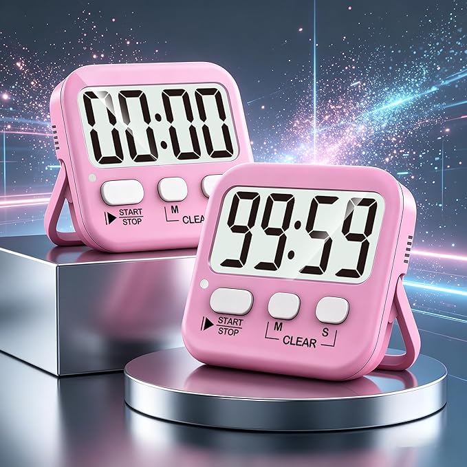 Antonki 2 Pack Digital Timer for Kids, Magnetic Countdown Kitchen Timers for Cooking, Egg, Classroom, Teacher, Exercise, Study, Oven - Battery Included